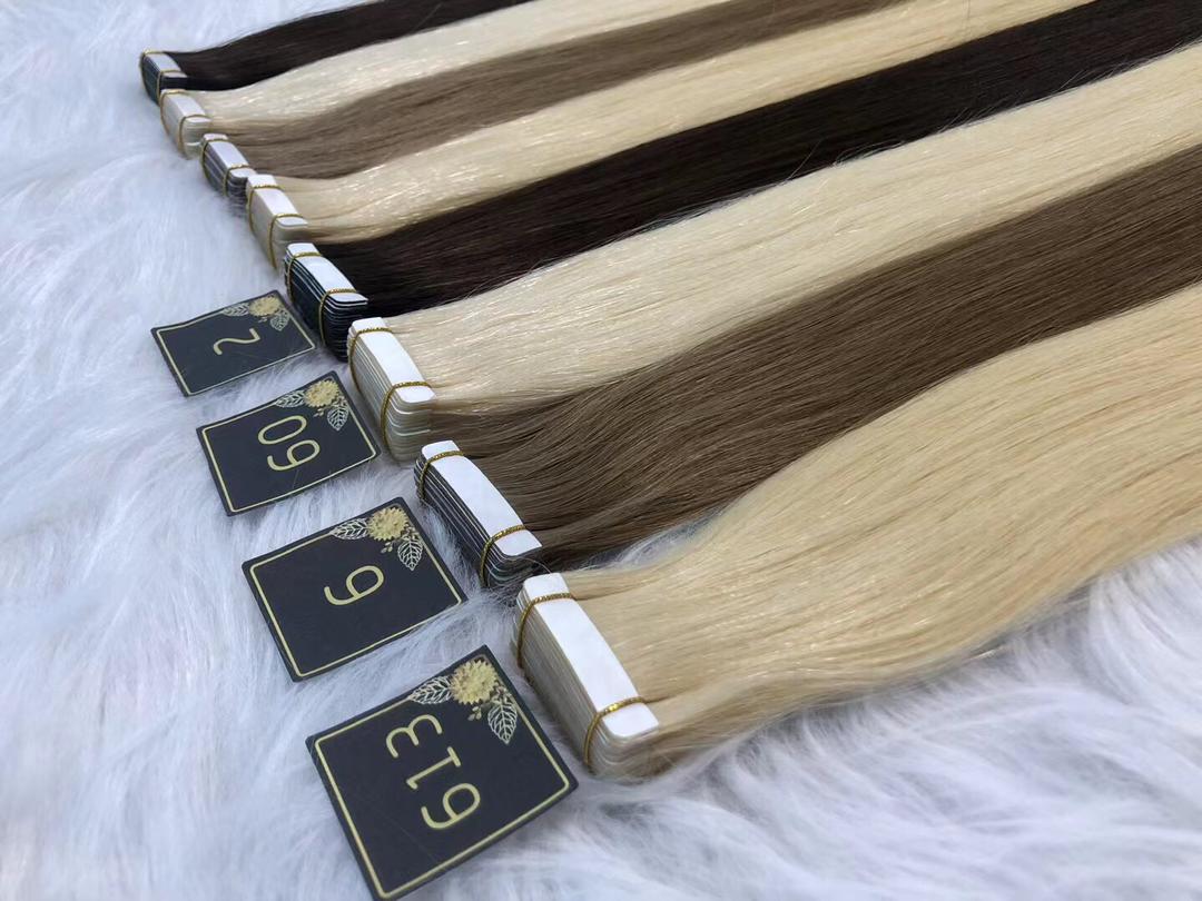 Custom Premium European Dark Color Double Drawn Tape-In Human Hair Extensions