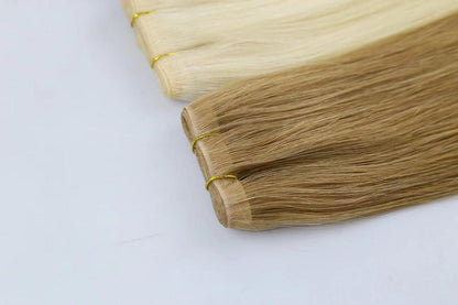 Custom European Double Drawn Invisible Skin Wefts Human Hair Extensions with PU