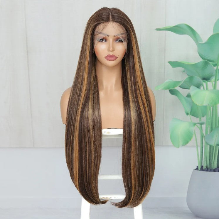 Voorraad 13 x 6 Lace Front Braziliaans #60 Recht/Golvend Menselijk Haar Pruiken 24" 180% Dichtheid