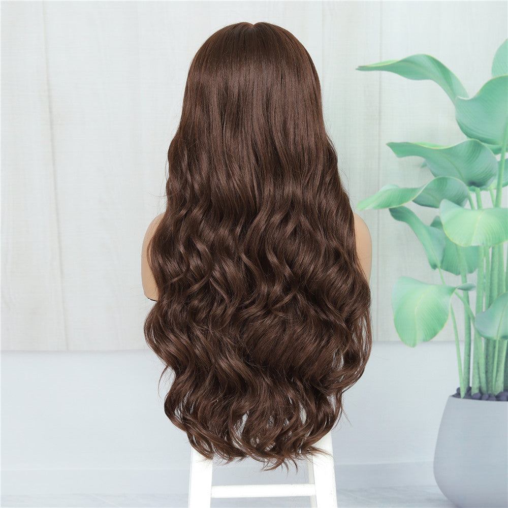 T-Part Lace Front Synthetic Brown Heat Resistant Wavy Wig