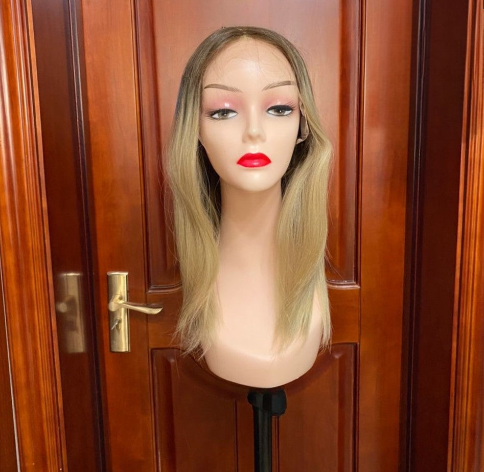 Stock Lace Top European Ash Brown Ombre Layered Jewish Wigs