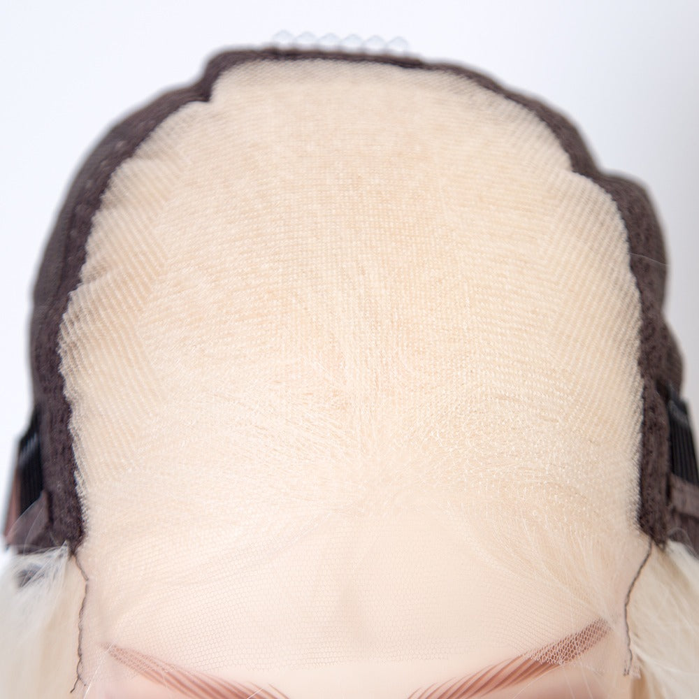 Stock 5 Inch HD Lace Front Slavic European Ashy Blonde Straight Human Hair Wigs