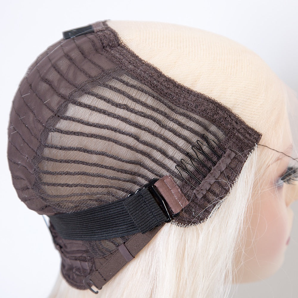 Stock 5 Inch HD Lace Front Slavic European Ashy Blonde Straight Human Hair Wigs