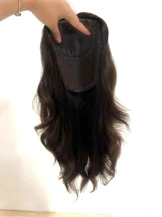 Stock European Regrowth Brown Balayage Natural Straight Double Drawn Human Hair Topper 18" med silketopp 130 % tetthet