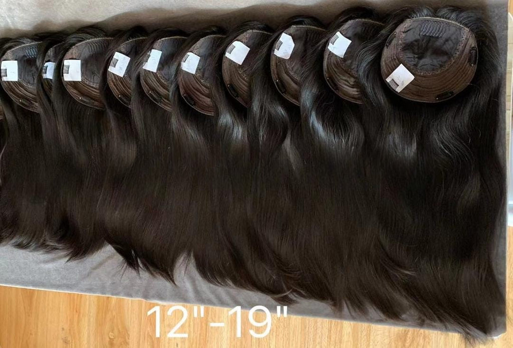 Stock European Dark Brown Natural Straight Human Hair Silk Top Toppers