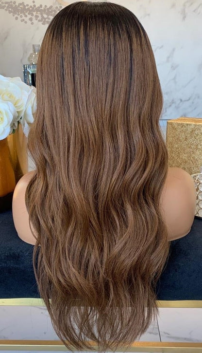 Custom Lace Front Brazilian Natural Color Ombre Wavy Human Hair Wigs