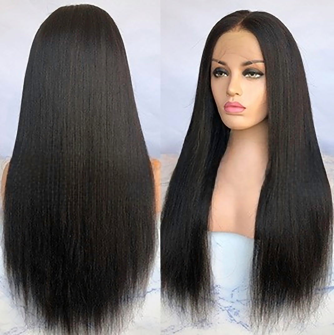 Lace Front Brazilian Black Yaki Human Hair Wig