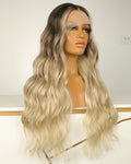 Lace Front Brazilian Ash Blonde Ombre with HL Wavy Human Hair Wigs