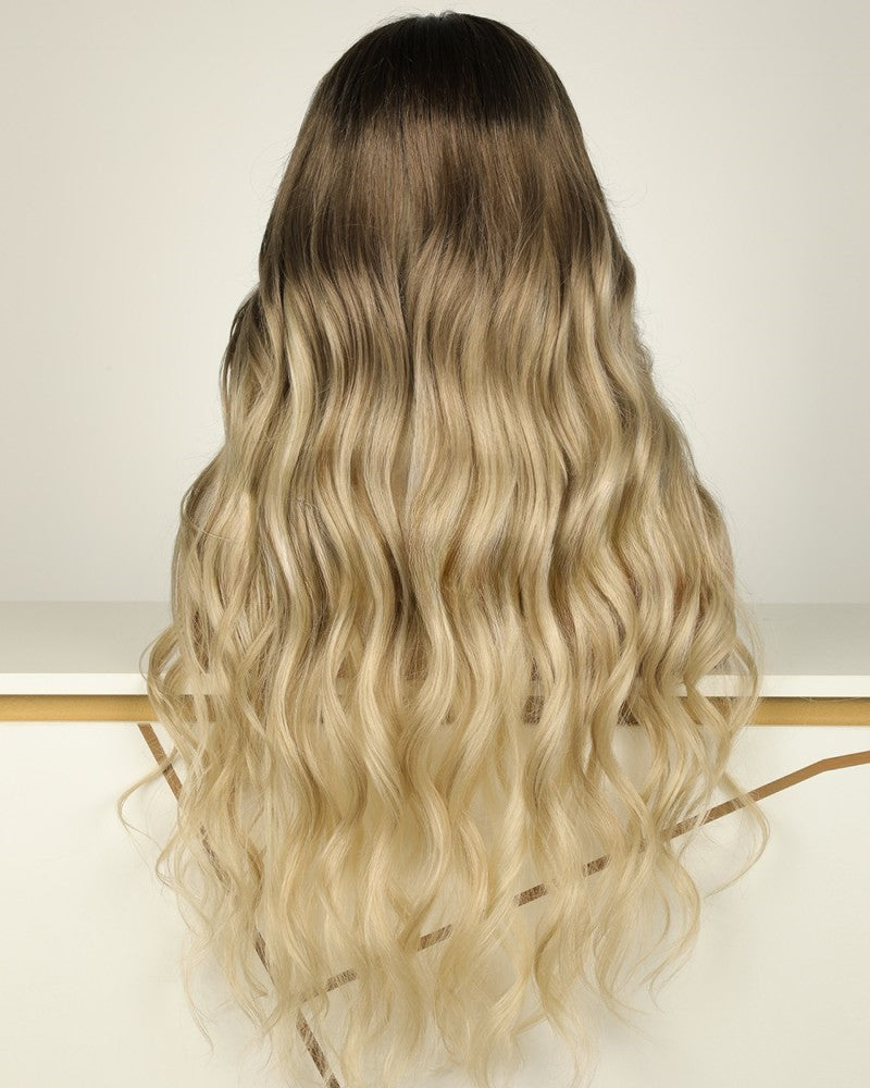 Lace Front Brazilian Ash Blonde Ombre with HL Wavy Human Hair Wigs