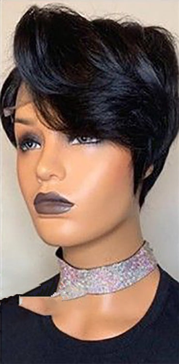 Stock Lace Front Brazilian Black/Blonde Wavy Human Hairt Pixie Wig