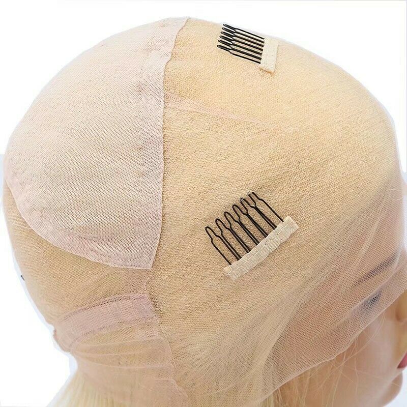 Stock Full Lace Glueless European Lightest Blonde Straight Human Hair Wig