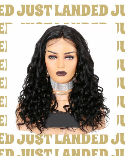 Custom Lace Front Brazilian Black Curly Human Hair Wig