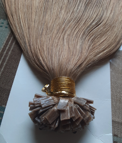 Stock European Strawberry Blonde Straight Keratin Double Drawn Flat Tip Human Hair Extensions