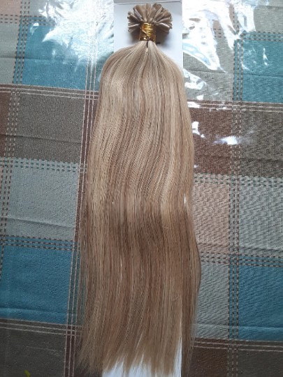 Stock Pre-Tip European #12/16/24 blended Piano Double Drawn Straight Human Hair (100g/1g/strand) U-Tip Extensions 18"