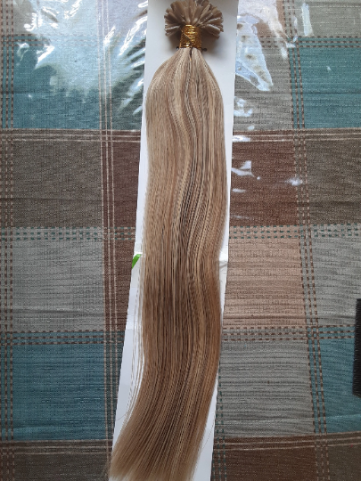 Stock Pre-Tip European #12/16/24 blended Piano Double Drawn Straight Human Hair (100g/1g/strand) U-Tip Extensions 18"