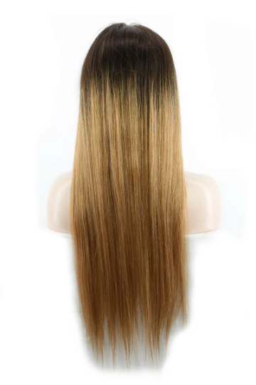 Stock Full lace Brazilian Brown Ombre Straight Double Drawn Human Hair Closure