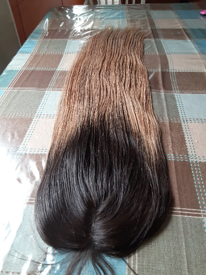 Stock Full lace Brazilian Brown Ombre Straight Double Drawn Human Hair Closure