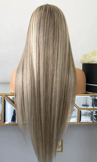 תחרה מלאה מותאמת אישית אירופאית #9 שורשים/T9/60 הבהרה פאת שיער אדם ישר 22-26 אינץ' 180% צפיפות