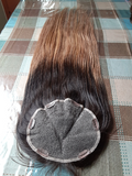Stock Full lace Brazilian Brown Ombre Straight Double Drawn Human Hair Closure