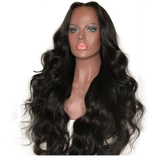 Stock HD Lace Front Brazilian Natural Black Body Wave Human Hair Wigs