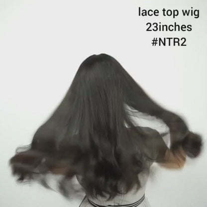 Stock Lace Top Brazilian Natural #2, 2/4 Blended Straight No Layer/Slight Layer Human Hair Jewish Wigs 21" 130% Density