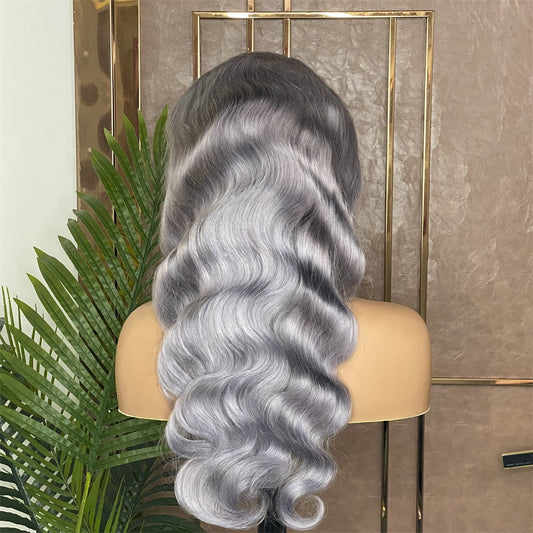 Lace Frontal Brazilian Grey Body Wave Human Hair Wig