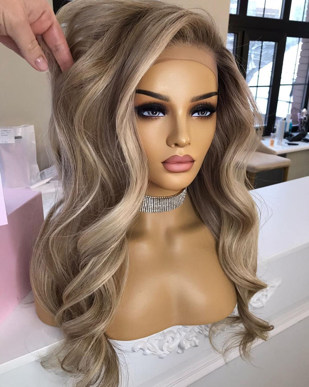 Custom Lace Front European Brown Ombre Balayage HL Body Wave Human Hair Wig