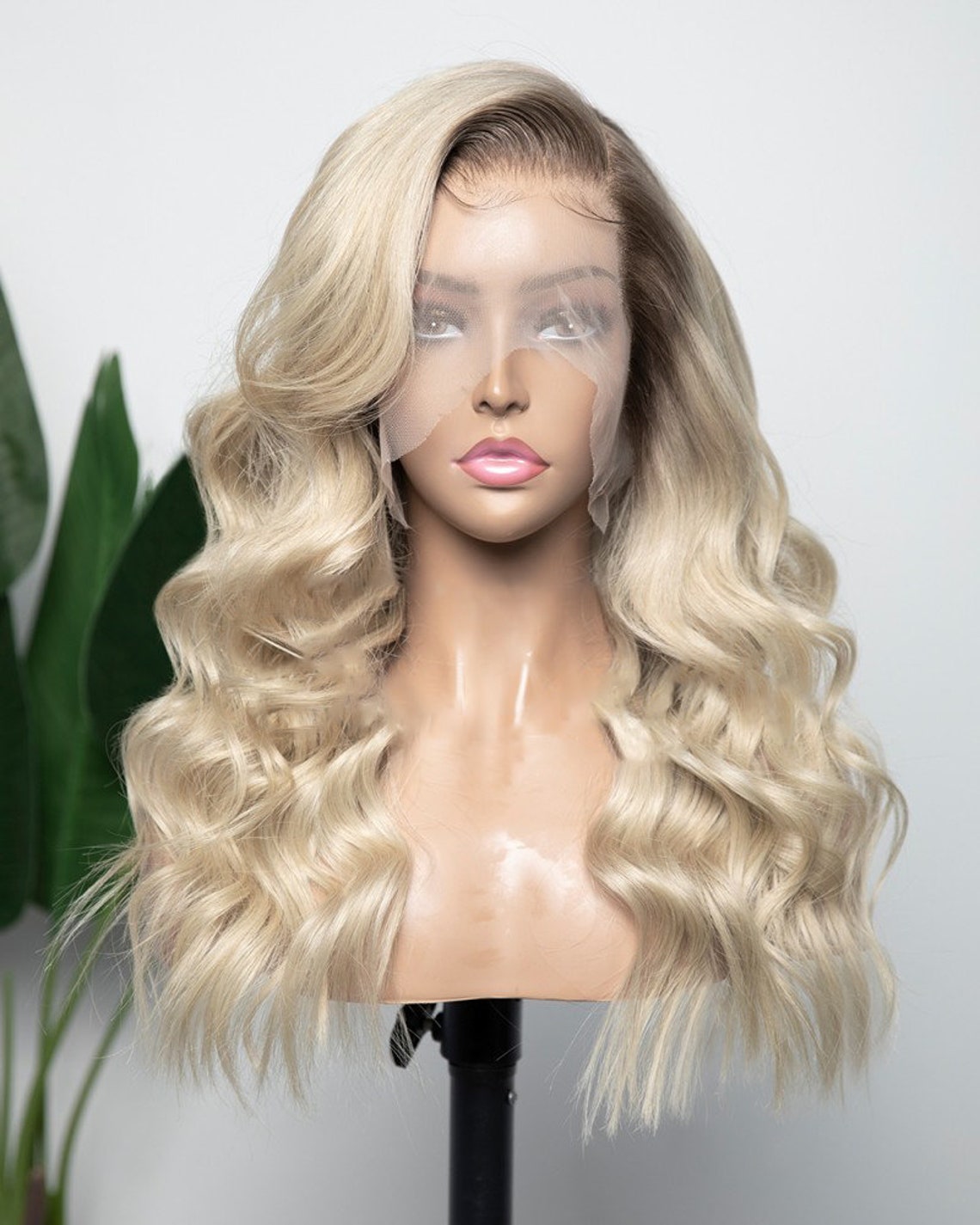 Stock Lace Front Brazilian Blonde Ombre Wavy Human Hair Wigs 18" 150% Density