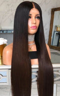 Custom Lace Front Brazilian Black Ombre Straight Fake Scalp Wig