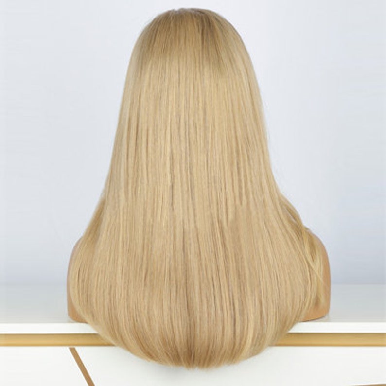 Stock Lace Front Brazilian Pure Blonde Straight Human Hair Wigs