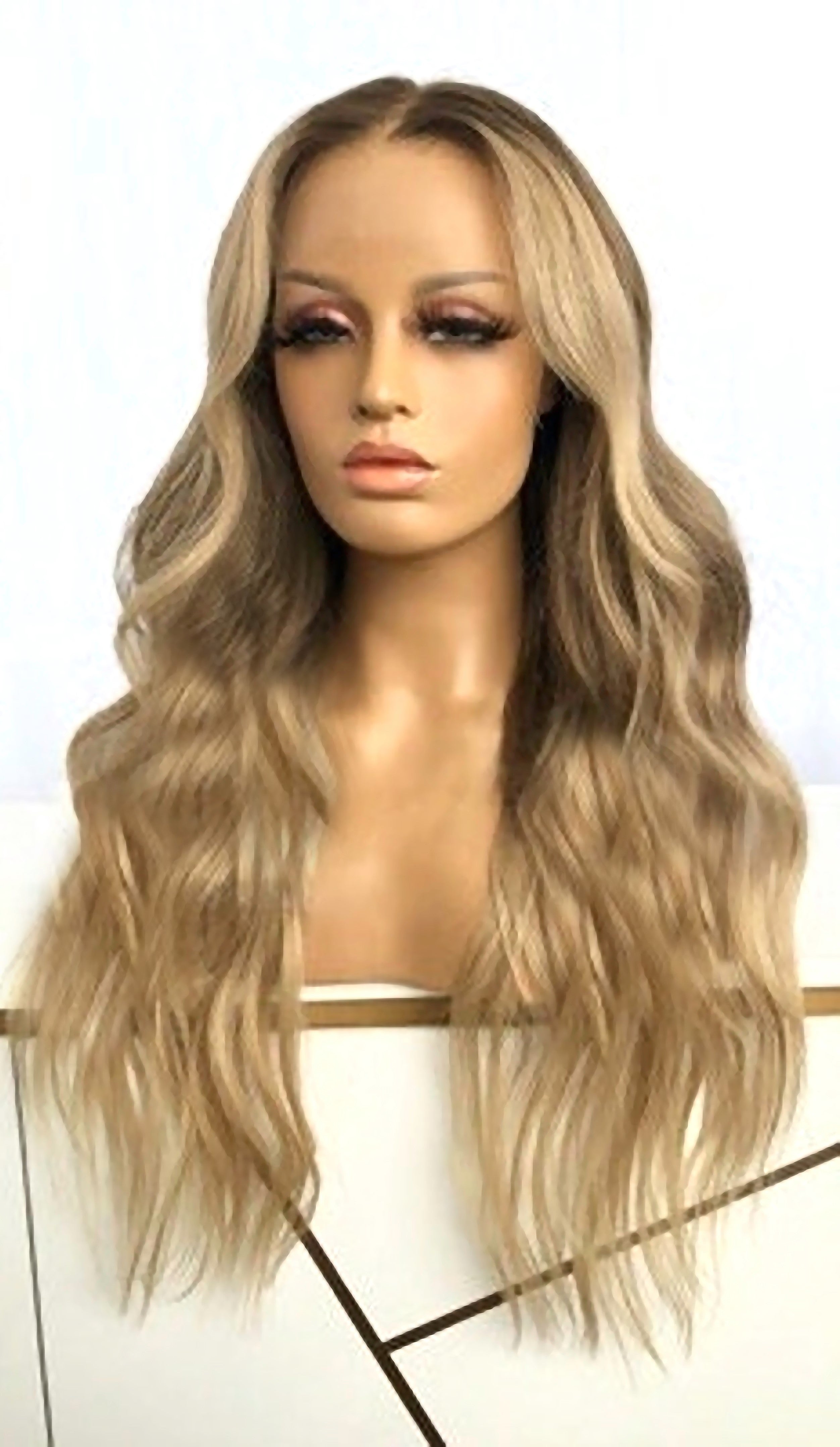 Lace Front Brazilian Blonde Ombre with Brown Tones Wavy Human Hair Wigs