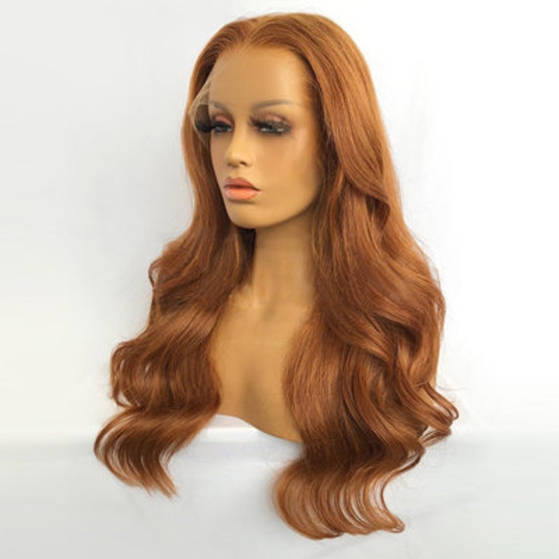 Lace Front Brazilian Copper Red Wavy Human Hair Wigs