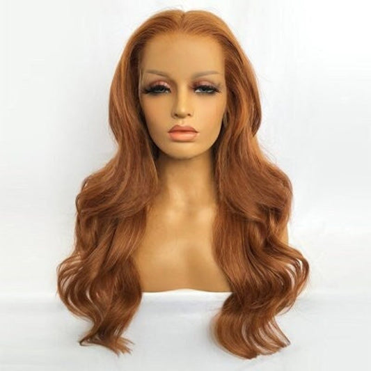 Lace Front Brazilian Copper Red Wavy Human Hair Wigs