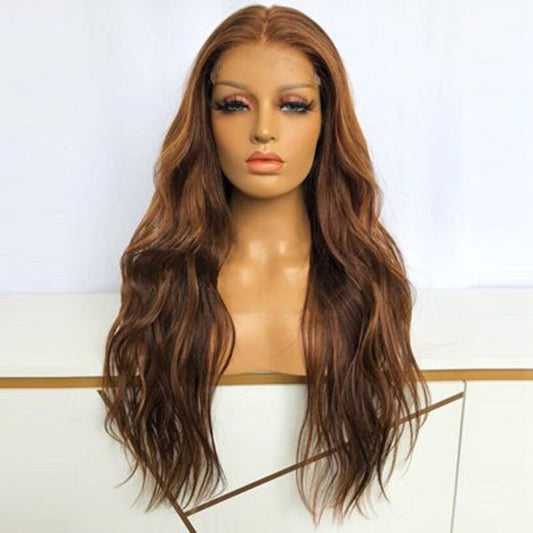 Voorraad 13 x 6 Lace Front Braziliaans Bruin Golvend Menselijk Haar Pruiken 16 "-18" 150% Dichtheid