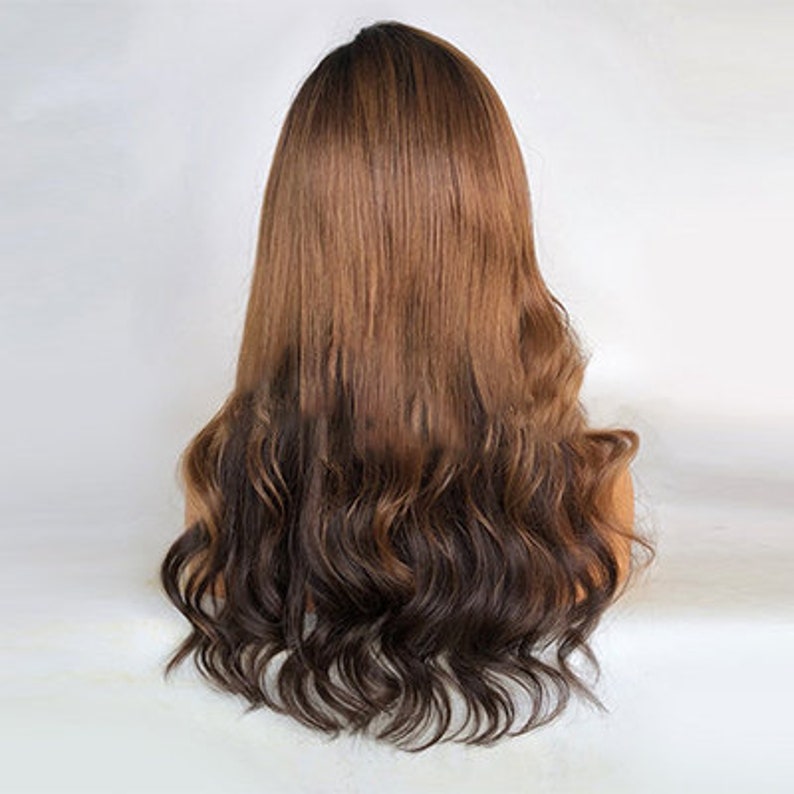 Stock T-Lace Front Brazilian Brown with HL Wavy Human Hair Wigs