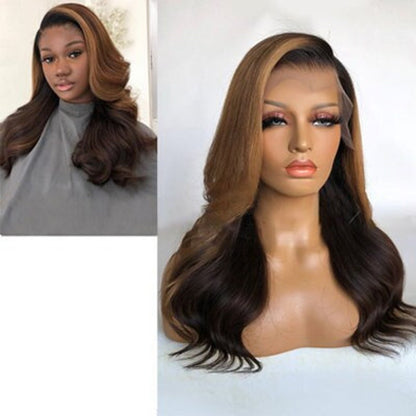 Stock T-Lace Front Brazilian Brown with HL Wavy Human Hair Wigs