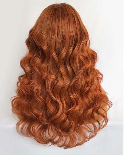 Lace Front Brazilian Copper Red Wavy Human Hair Wigs