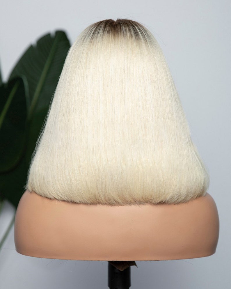 Lace Front Brazilian Blonde Ombre Straight Bob Human Hair Wigs