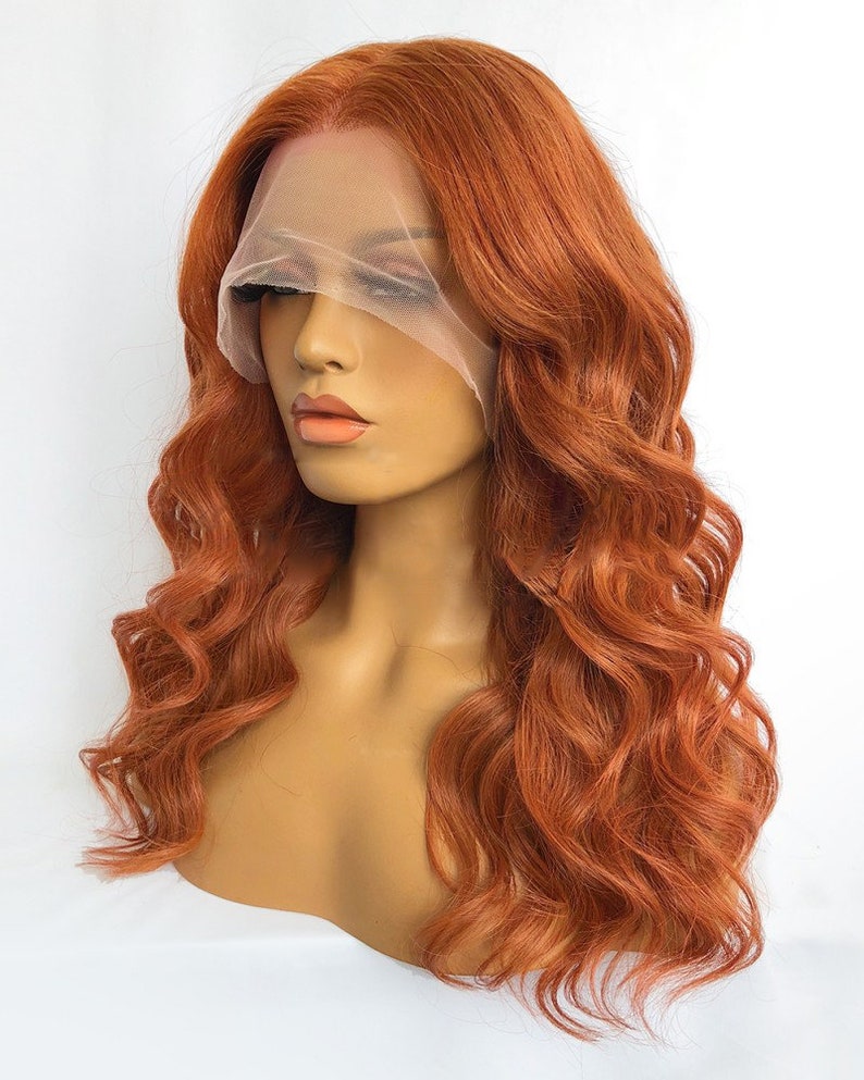 Lace Front Brazilian Copper Red Wavy Human Hair Wigs