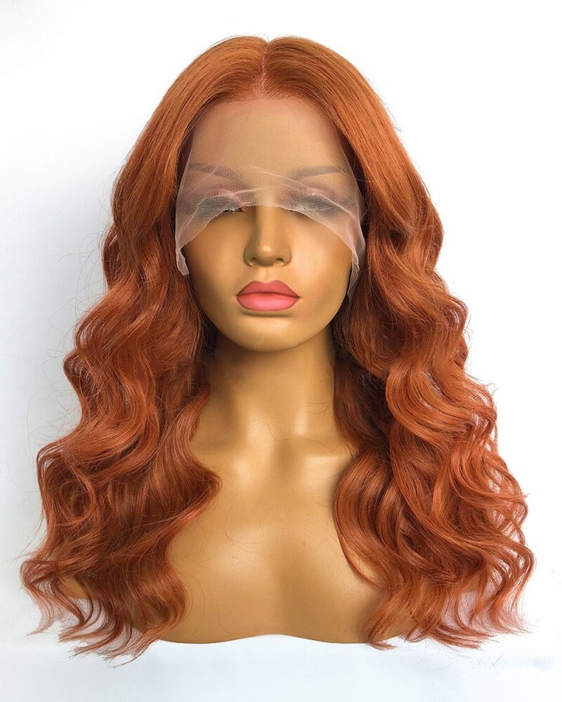 Lace Front Brazilian Copper Red Wavy Human Hair Wigs