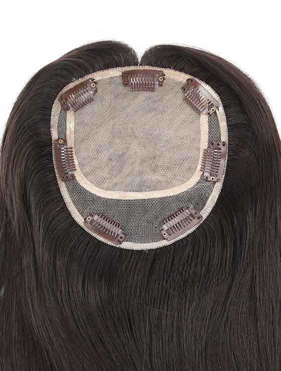 Stock Indian Virgin Natural Black Natural Straight Double Drawn Human Hair Topper