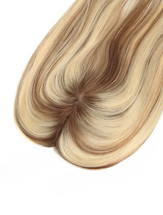 Stock European Brown Ombre Straight with HL Human Hair Silk Top Topper