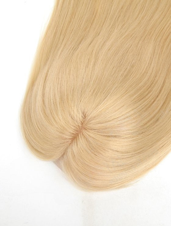 Stock European #2A Straight Double Drawn Human Hair Topper 16" Silketopp 130 % tetthet