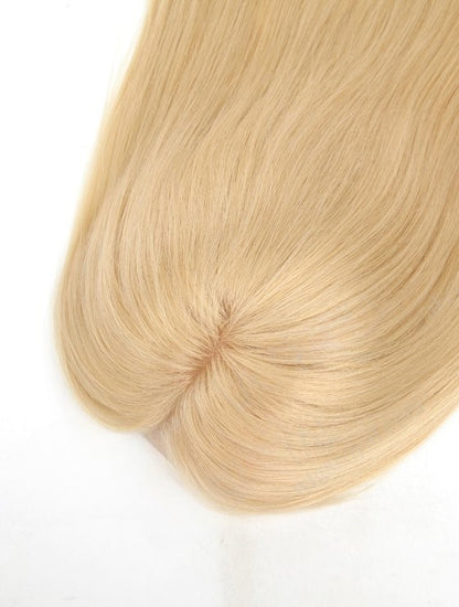 Stock European #2A Straight Double Drawn Human Hair Topper 16" Silk Top 130% Dichte