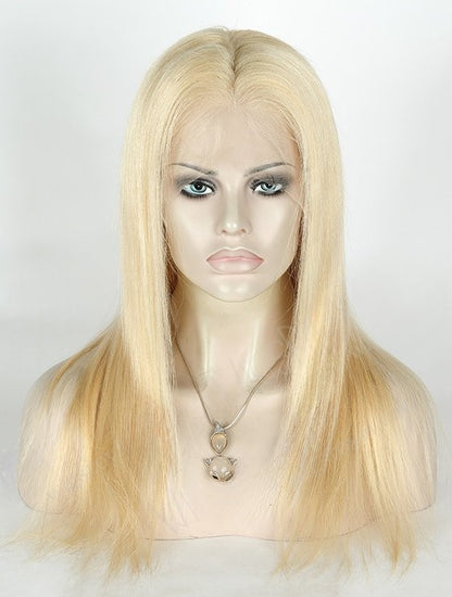 Stock Full Lace Indian Remy Blonde Straight Human Hair Wigs