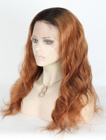 Custom Full Lace Brazilian Natural Color Ombre Body Wave Human Hair Wig