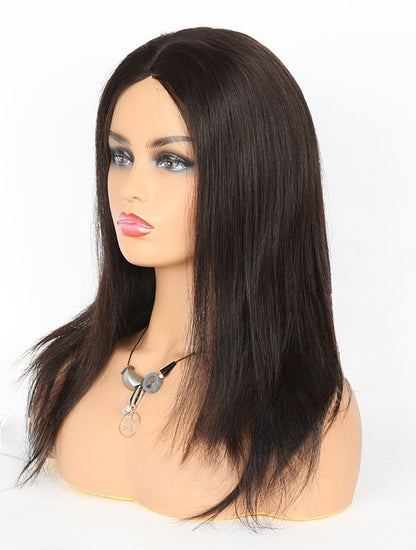 Stock Glueless Malaysian Natural Color Straight Human Hair Silk Top Wig