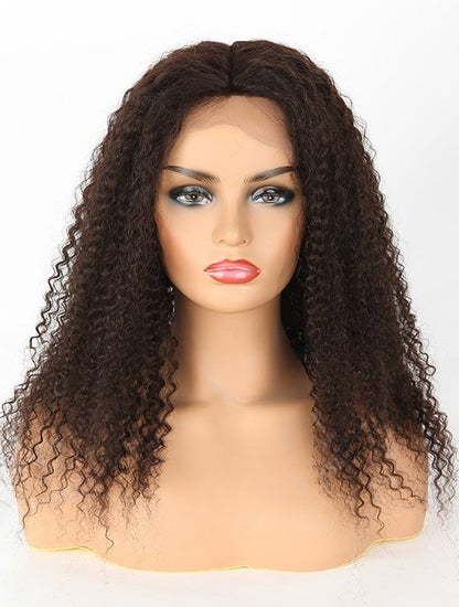 Stock Full Lace Indian Reny Natural Color Kinky Curl Human Hair Silk Top Wig