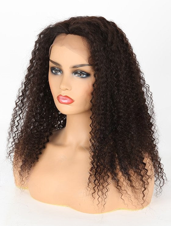 Stock Full Lace Indian Reny Natural Color Kinky Curl Human Hair Silk Top Wig