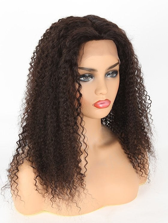 Stock Full Lace Indian Reny Natural Color Kinky Curl Human Hair Silk Top Wig